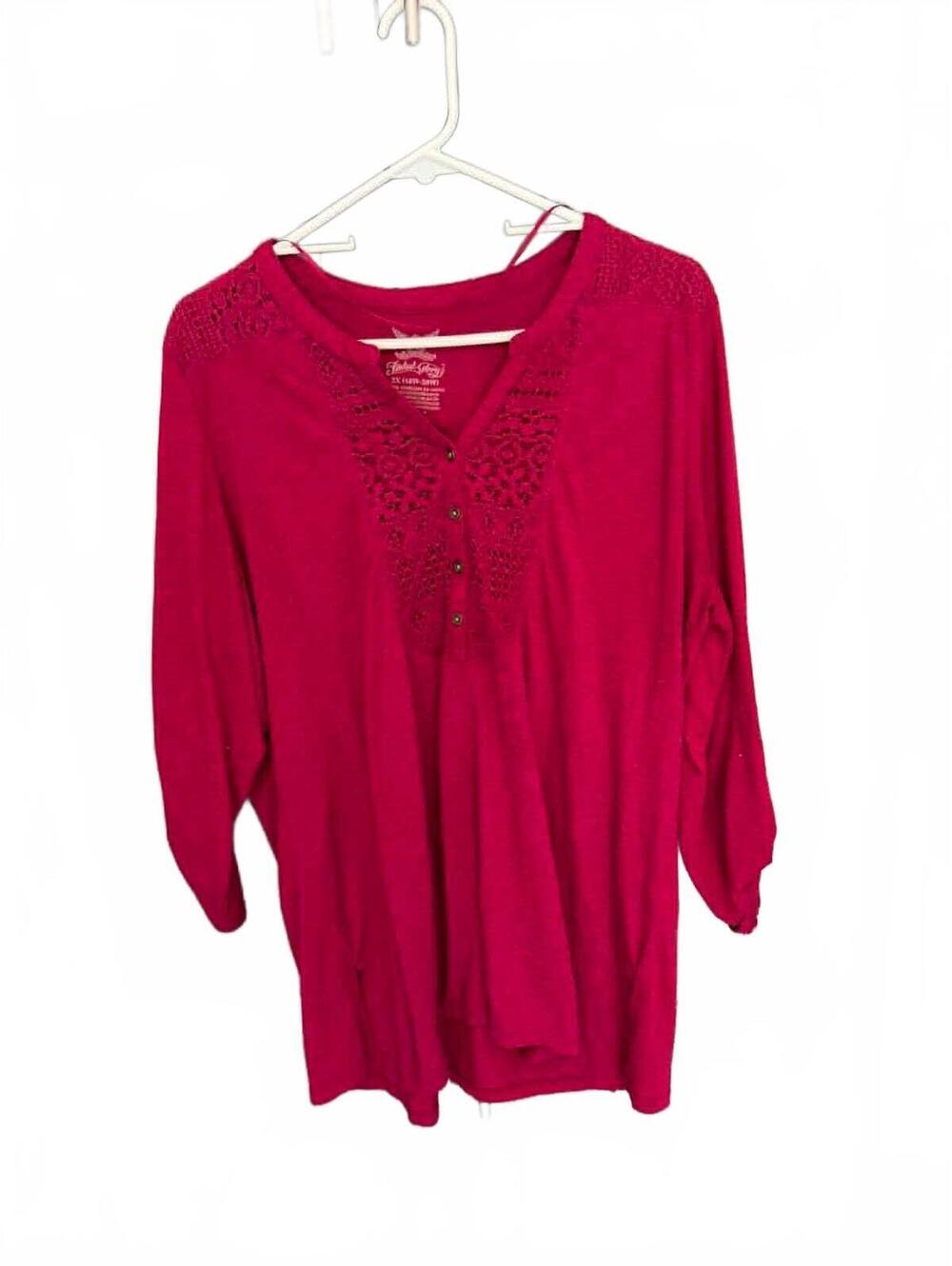 Faded Glory Women's 2X Long Sleeve Maroon Tunic Top